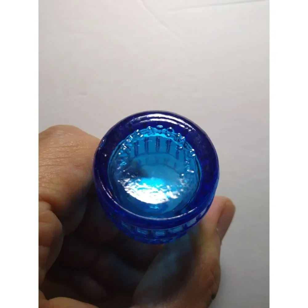 Wheaton Blue Root Beer Bitters Carnival Glass Bottle Medicine 1970's Mini 3